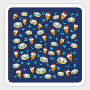 Cat, ice cream and donuts pattern Sticker